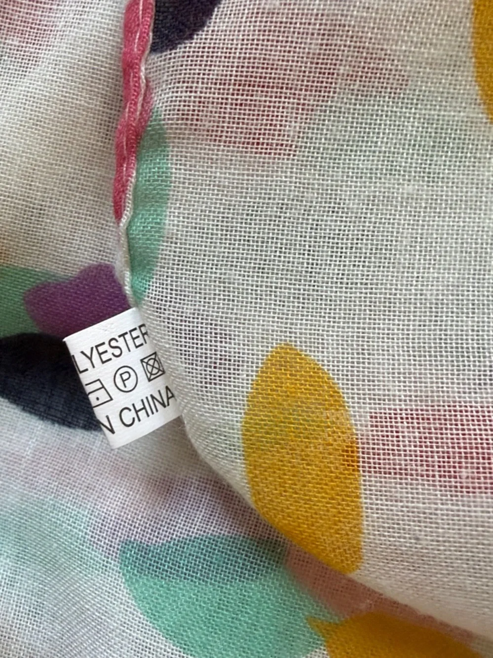 White Multicolor Dot Scarf Topper